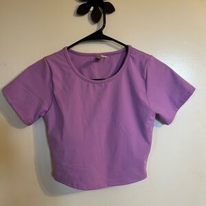 P'tula Lavender Deep Scoop Crop with built in bra